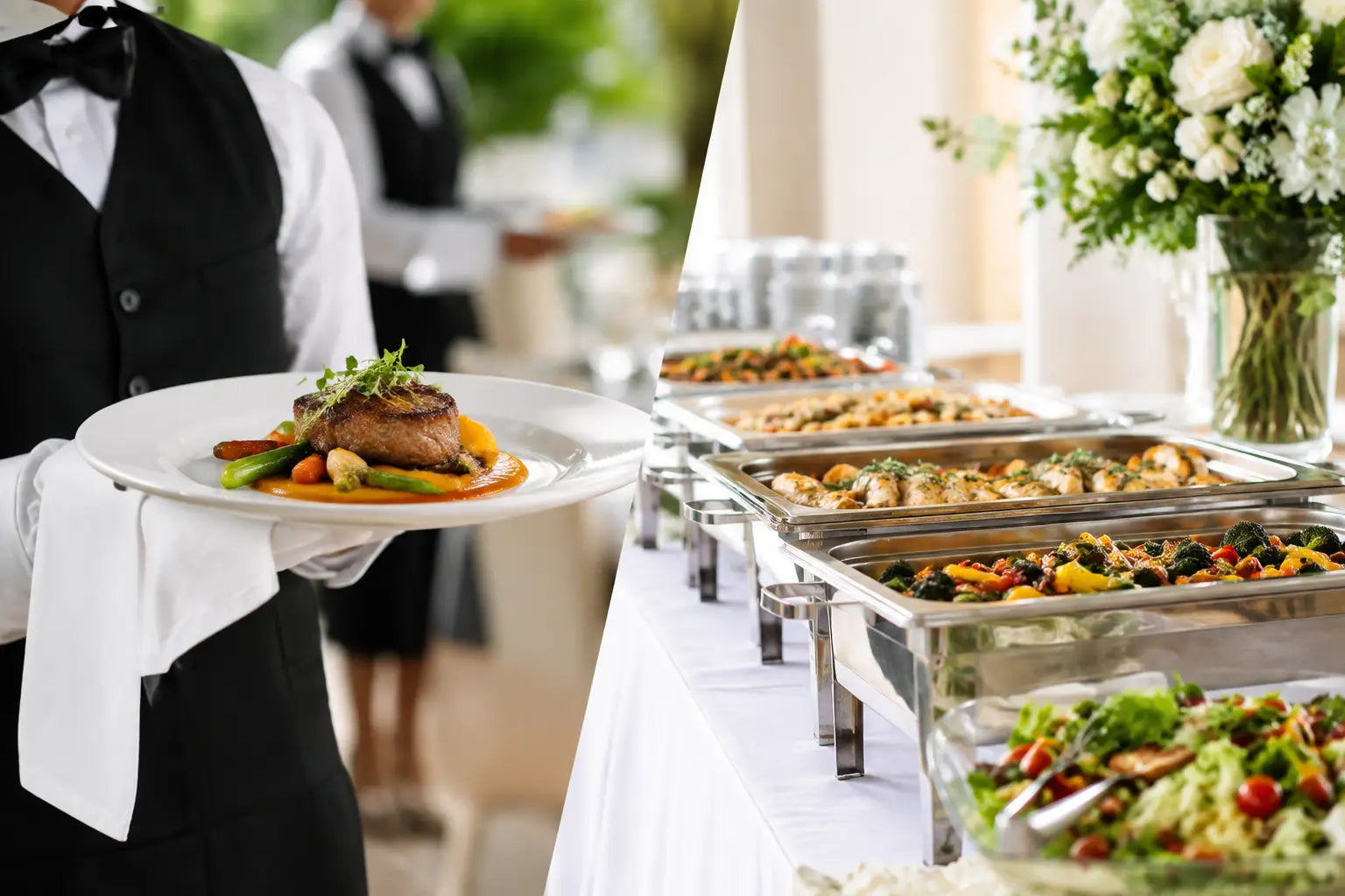 Service à table ou buffet pour les événements de luxe